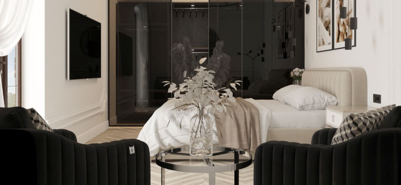 Приватний будинок з м'якими меблями від Delavega: Спальня господарів та гостьова спальня