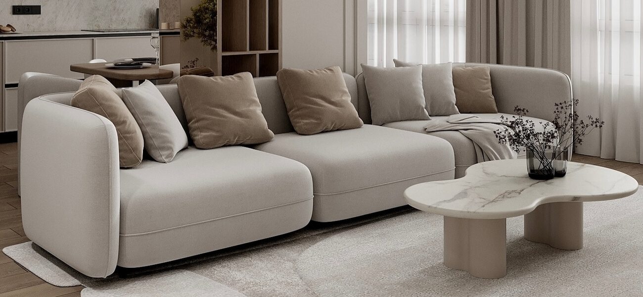 Интерьер гостиной в ЖК Республика