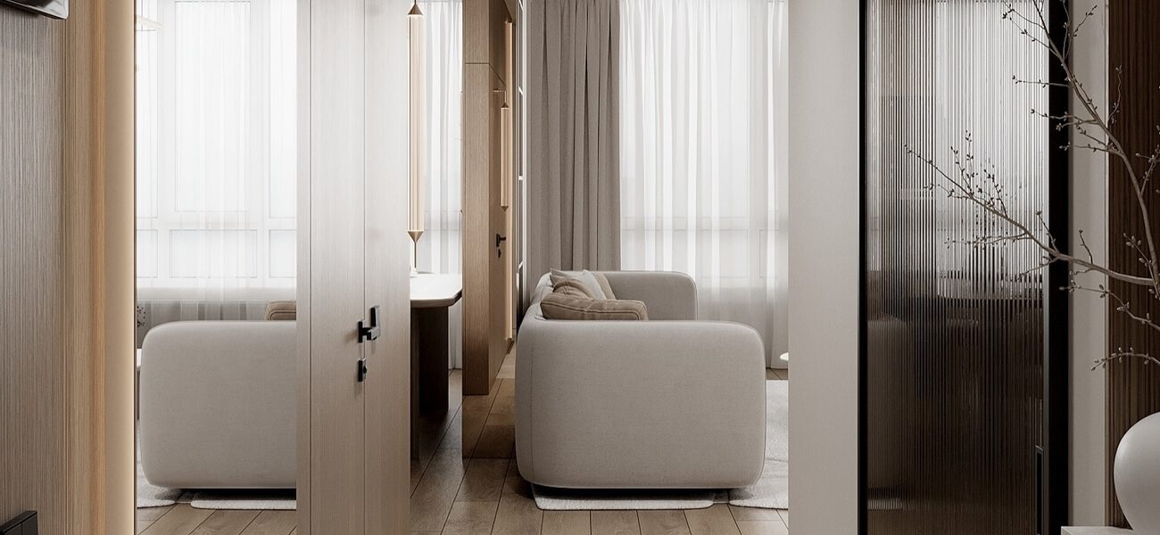 Интерьер гостиной в ЖК Республика