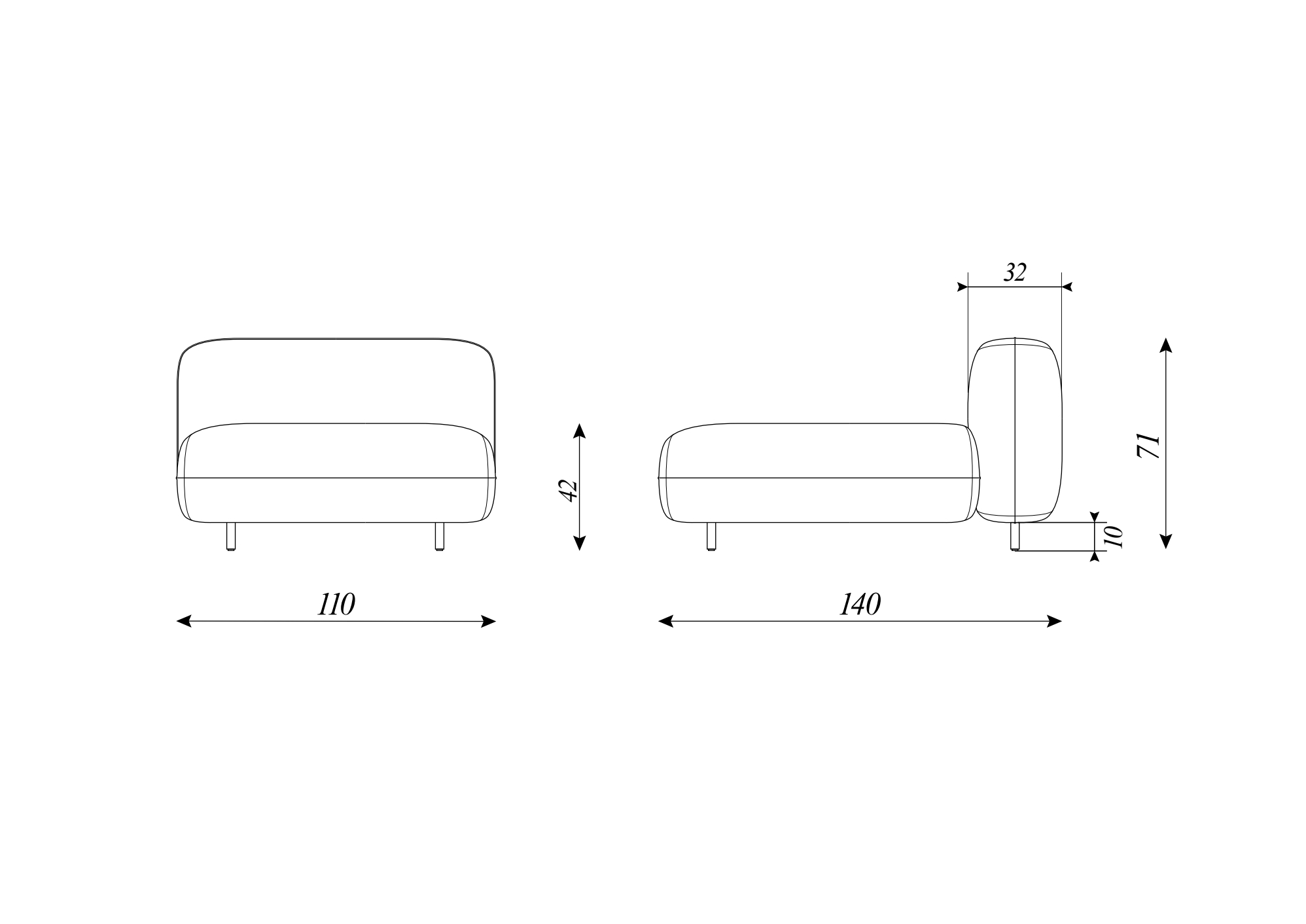 Modular sofa, section DP2