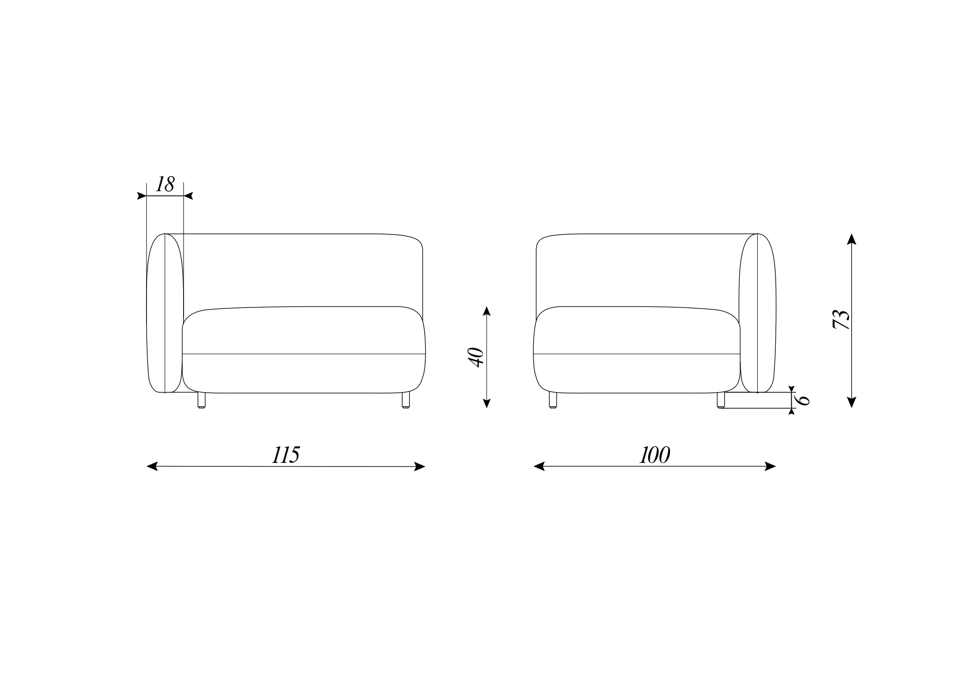 Modular sofa, section A123.1